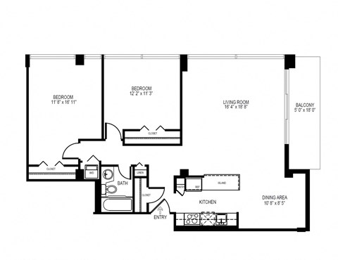 a floor plan of an open floor plan with a bedroom and a living room